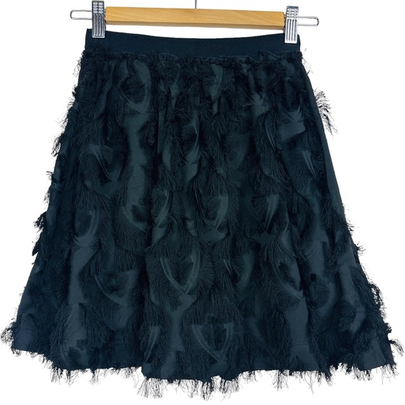 H&M Textured Peacock Feather Print Frilly High Waisted Pull On Circle Min Skirt - Picture 3 of 8